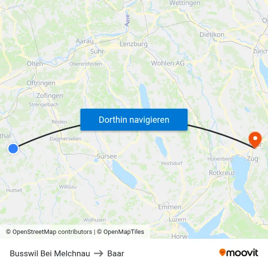 Busswil Bei Melchnau to Baar map