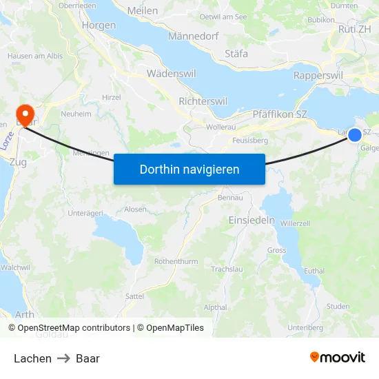 Lachen to Baar map