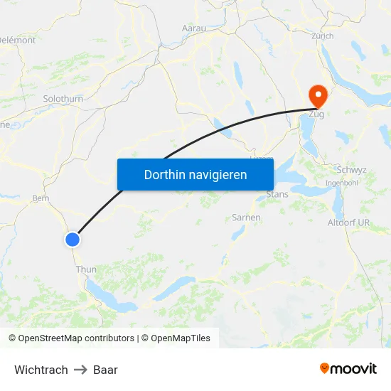 Wichtrach to Baar map