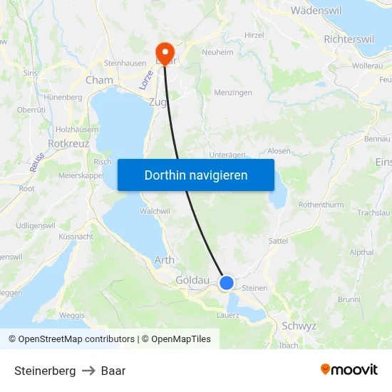 Steinerberg to Baar map