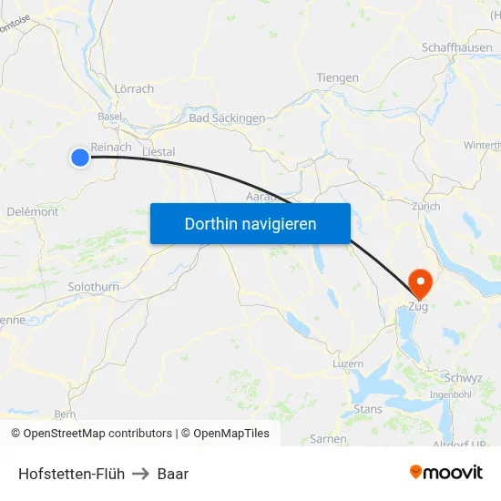 Hofstetten-Flüh to Baar map