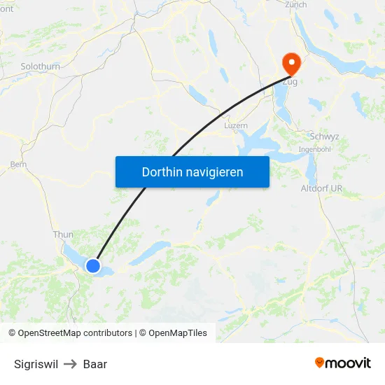Sigriswil to Baar map