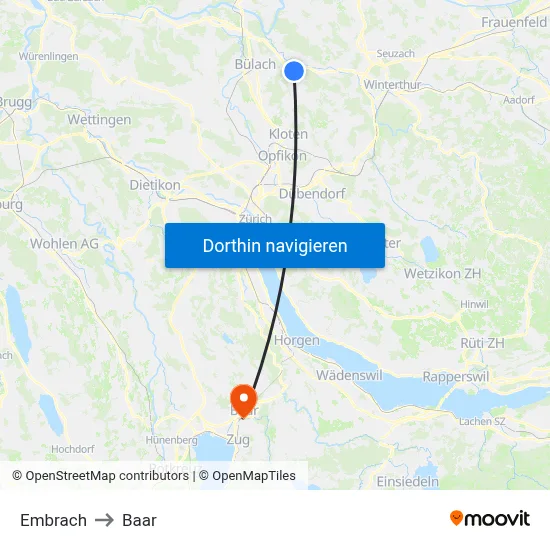 Embrach to Baar map