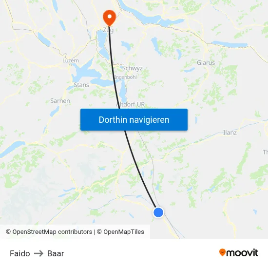 Faido to Baar map