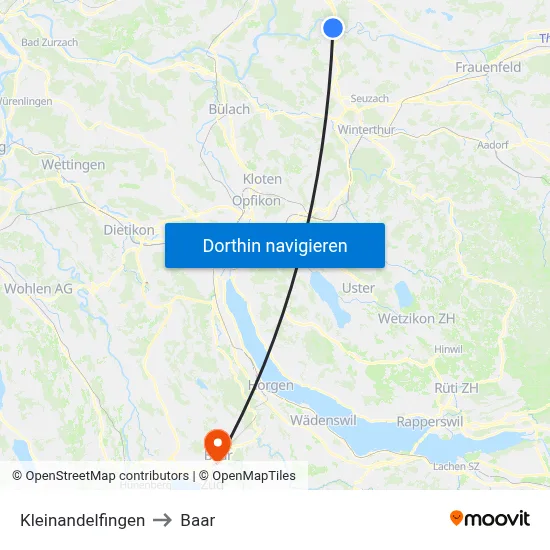 Kleinandelfingen to Baar map