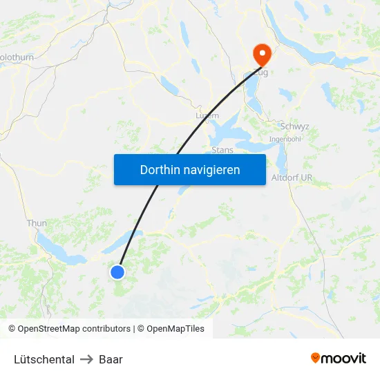 Lütschental to Baar map