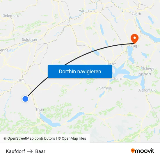 Kaufdorf to Baar map