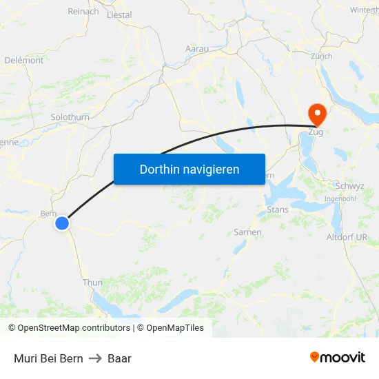 Muri Bei Bern to Baar map