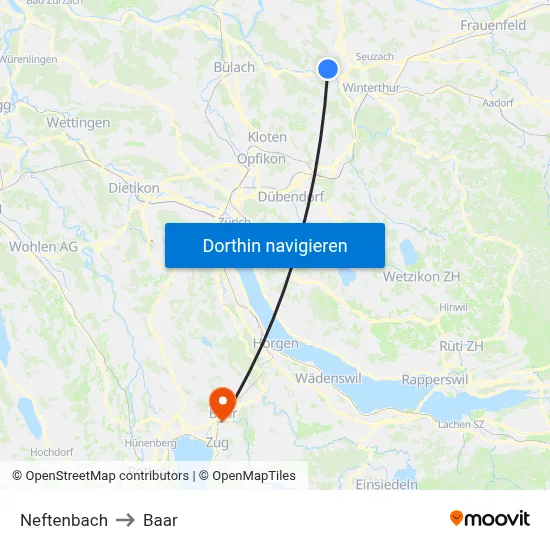 Neftenbach to Baar map