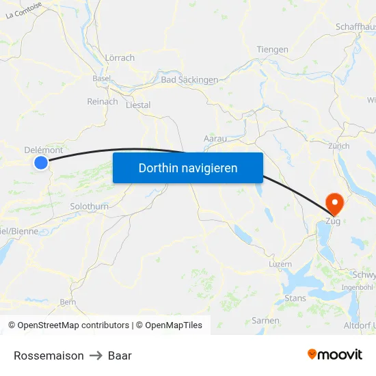 Rossemaison to Baar map