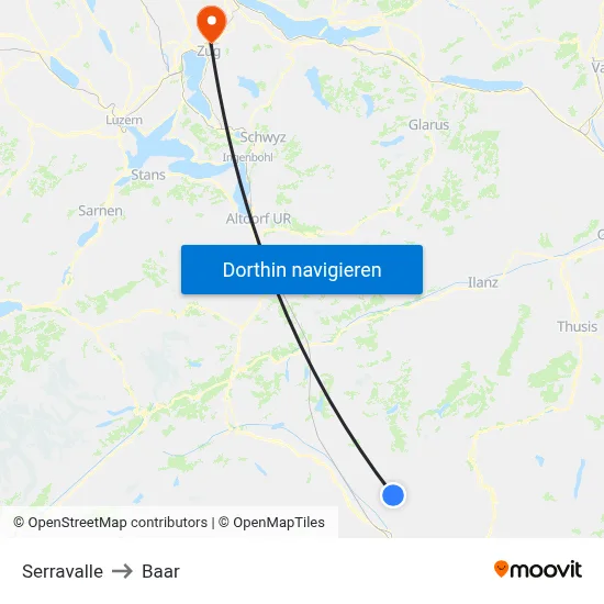 Serravalle to Baar map