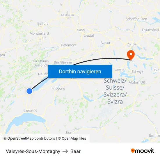 Valeyres-Sous-Montagny to Baar map