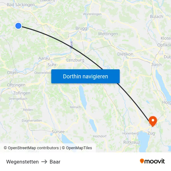 Wegenstetten to Baar map
