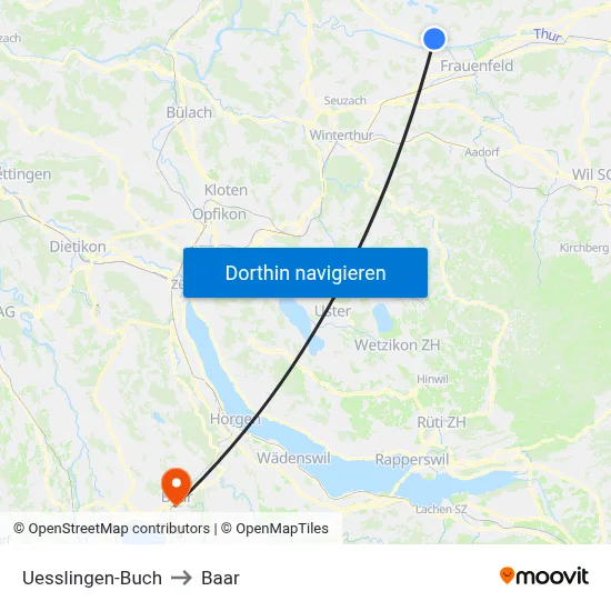Uesslingen-Buch to Baar map