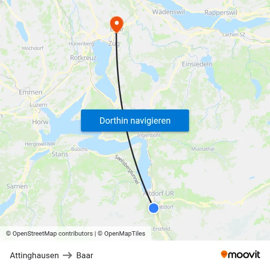 Attinghausen to Baar map