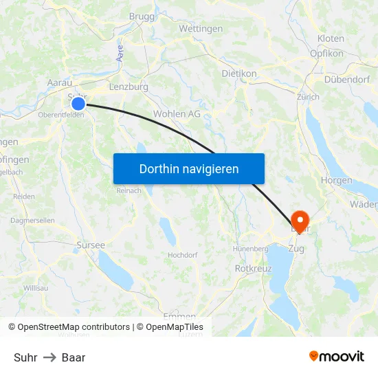 Suhr to Baar map