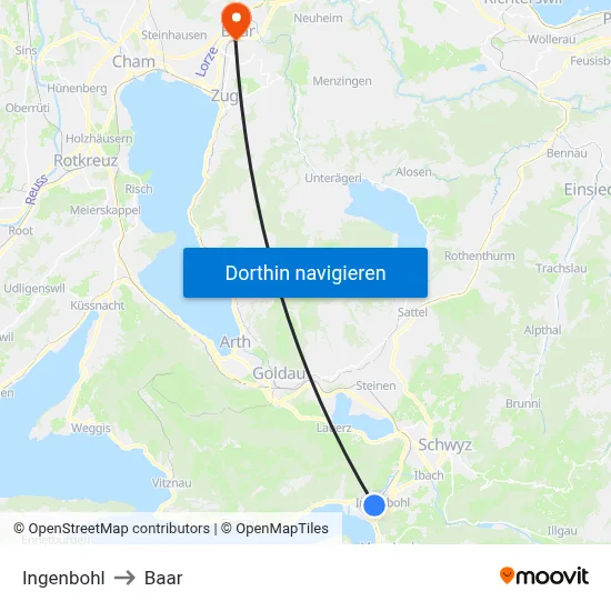 Ingenbohl to Baar map
