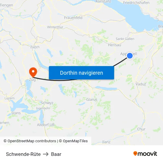 Schwende-Rüte to Baar map