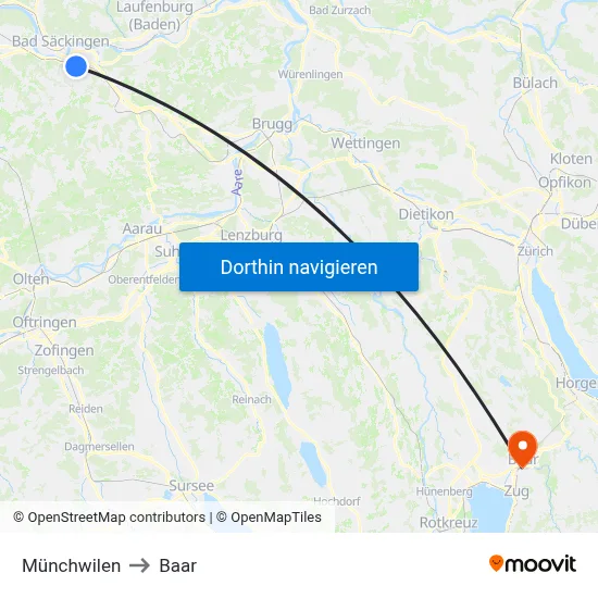 Münchwilen to Baar map