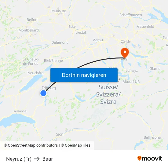 Neyruz (Fr) to Baar map