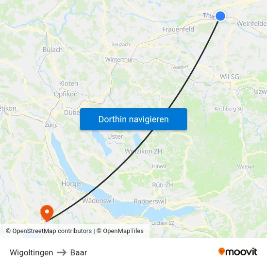 Wigoltingen to Baar map