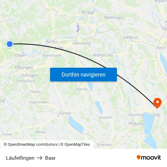 Läufelfingen to Baar map