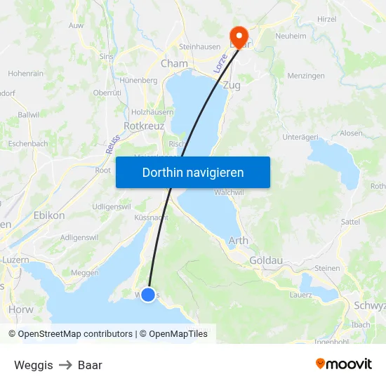 Weggis to Baar map