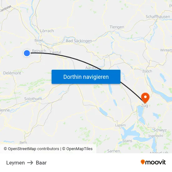 Leymen to Baar map