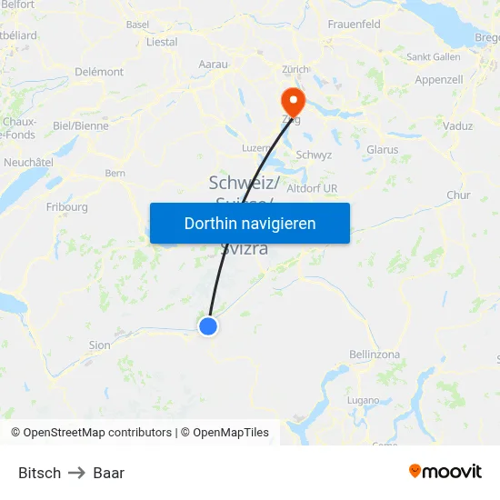 Bitsch to Baar map