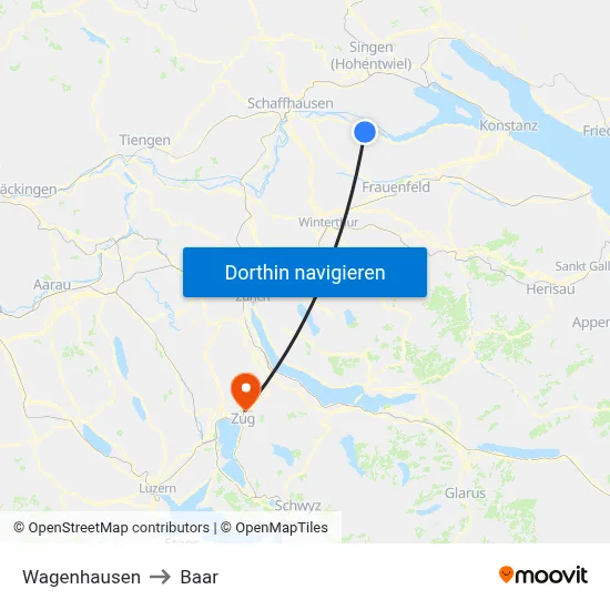Wagenhausen to Baar map