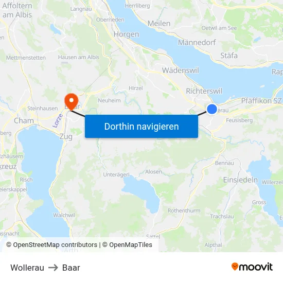 Wollerau to Baar map
