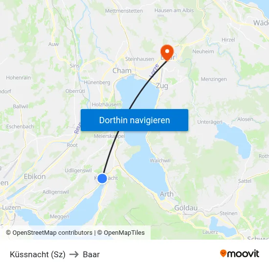 Küssnacht (Sz) to Baar map