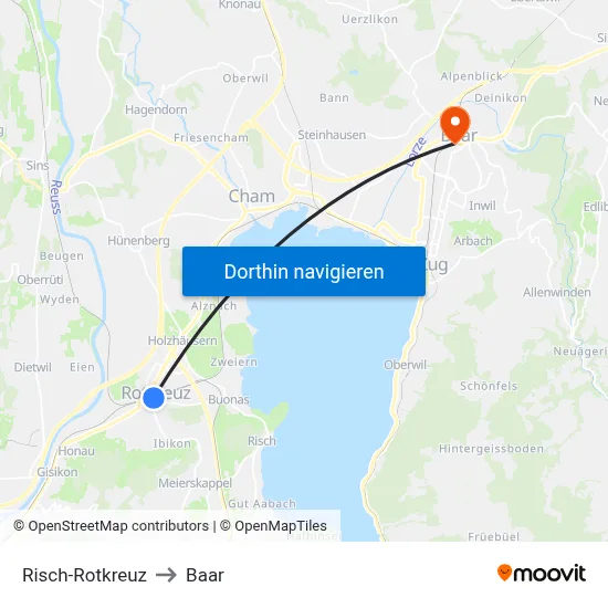 Risch-Rotkreuz to Baar map