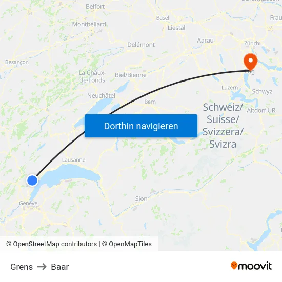 Grens to Baar map
