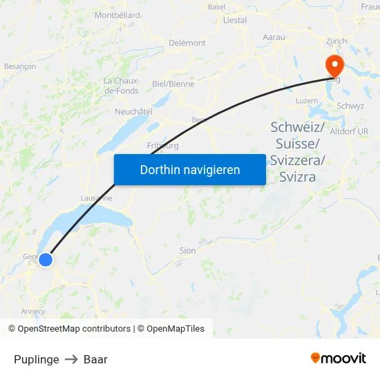 Puplinge to Baar map