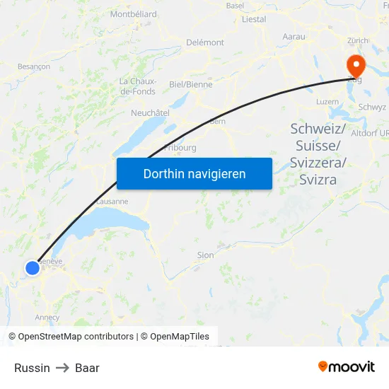 Russin to Baar map