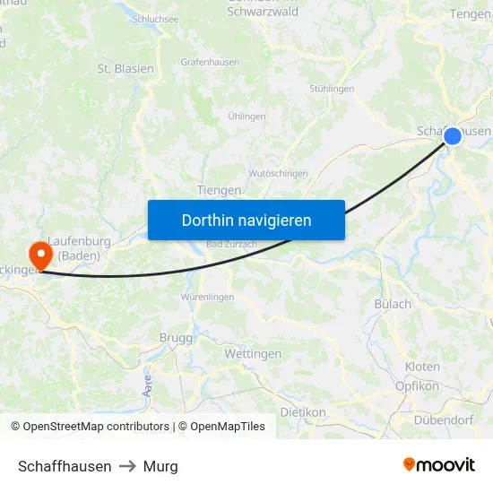 Schaffhausen to Murg map