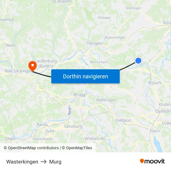 Wasterkingen to Murg map