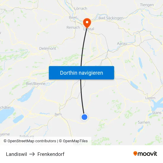 Landiswil to Frenkendorf map