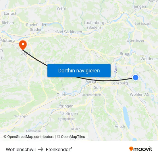 Wohlenschwil to Frenkendorf map