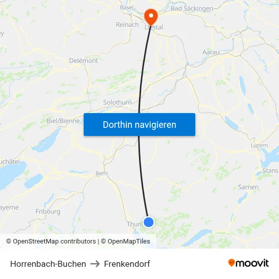 Horrenbach-Buchen to Frenkendorf map