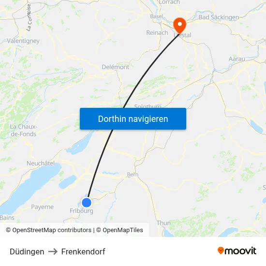 Düdingen to Frenkendorf map