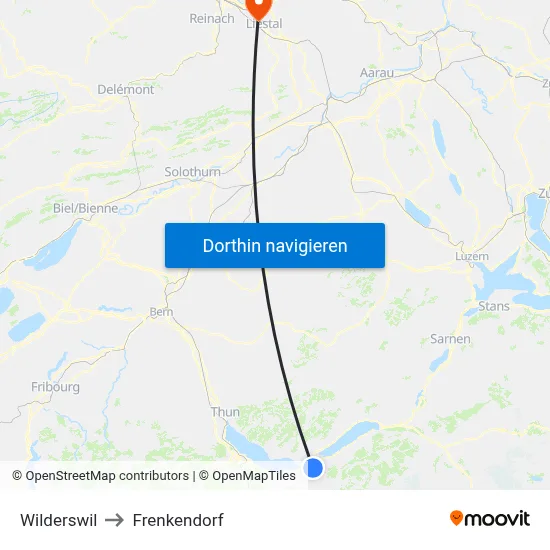 Wilderswil to Frenkendorf map