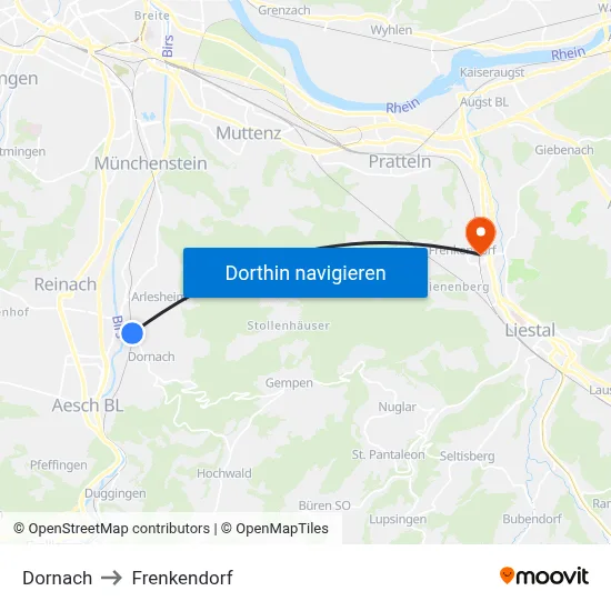 Dornach to Frenkendorf map