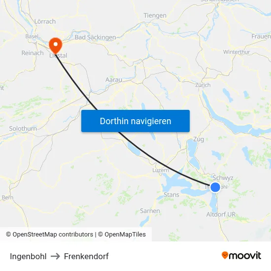 Ingenbohl to Frenkendorf map