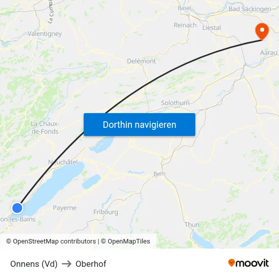 Onnens (Vd) to Oberhof map