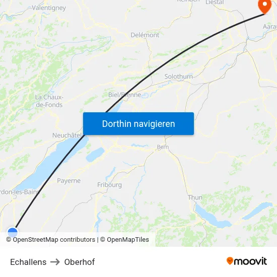 Echallens to Oberhof map