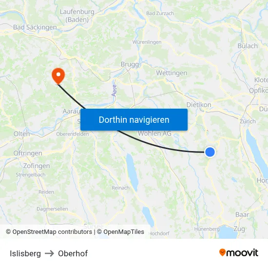 Islisberg to Oberhof map