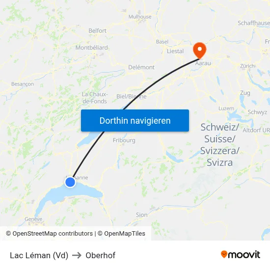 Lac Léman (Vd) to Oberhof map
