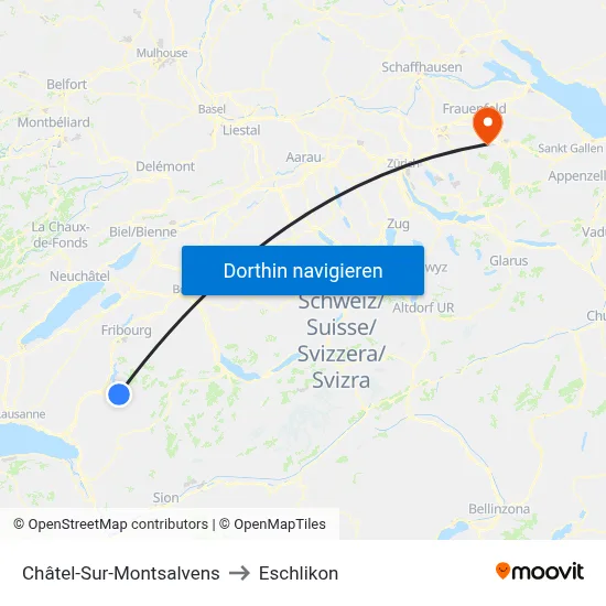 Châtel-Sur-Montsalvens to Eschlikon map